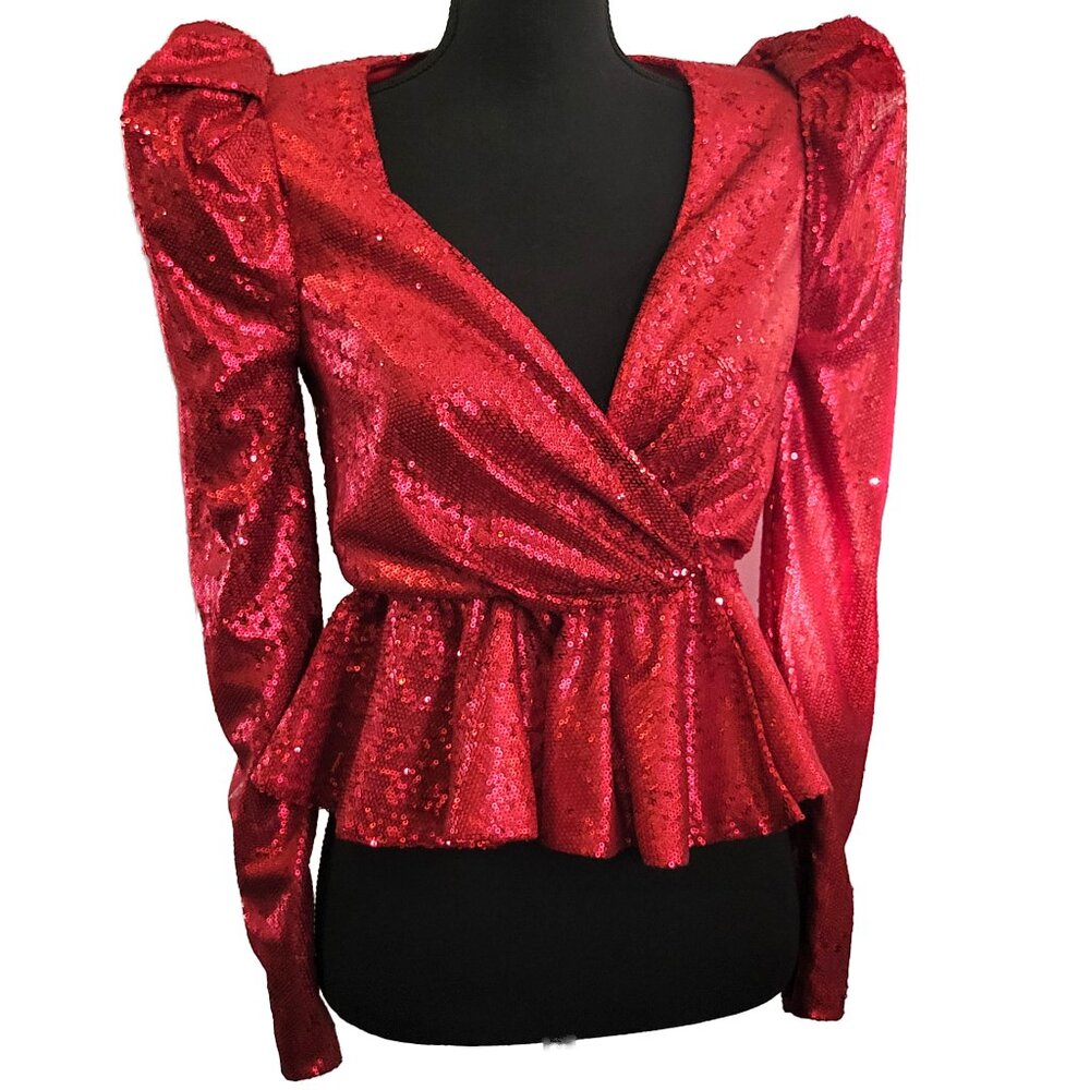 Red Sequin New Wave Blouse